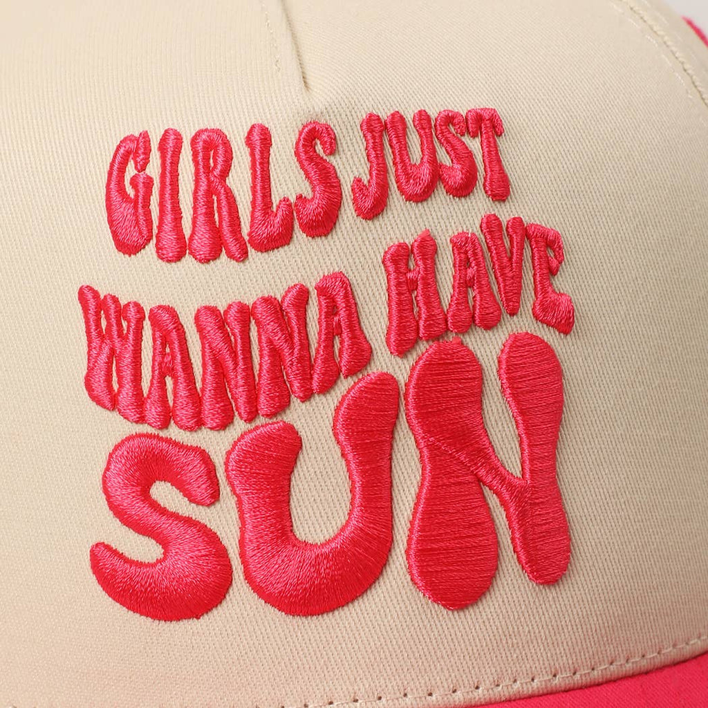 Girls Just Wanna Have Sun 3D Text Embroidery Two-Tone Cap