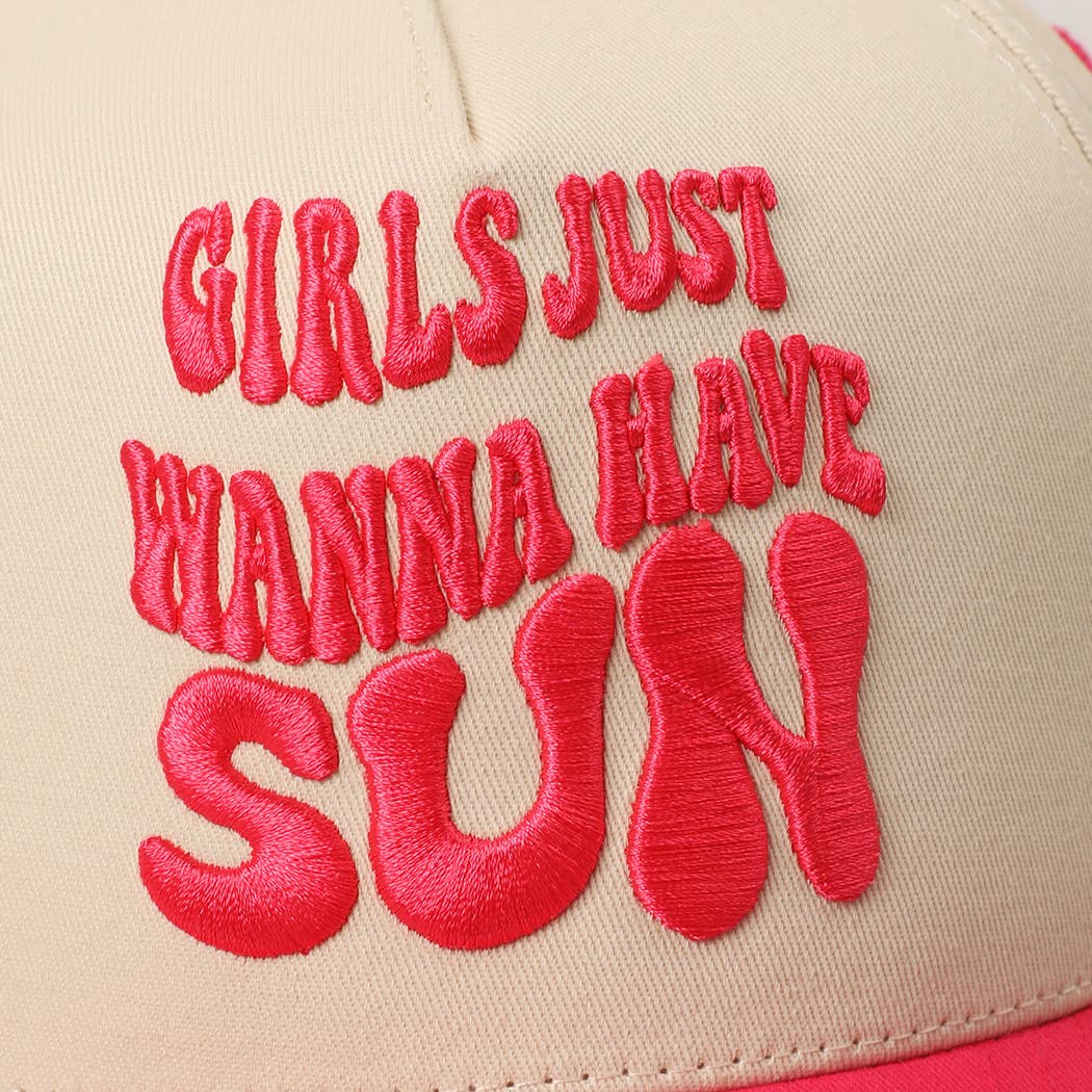 Girls Just Wanna Have Sun 3D Text Embroidery Two-Tone Cap