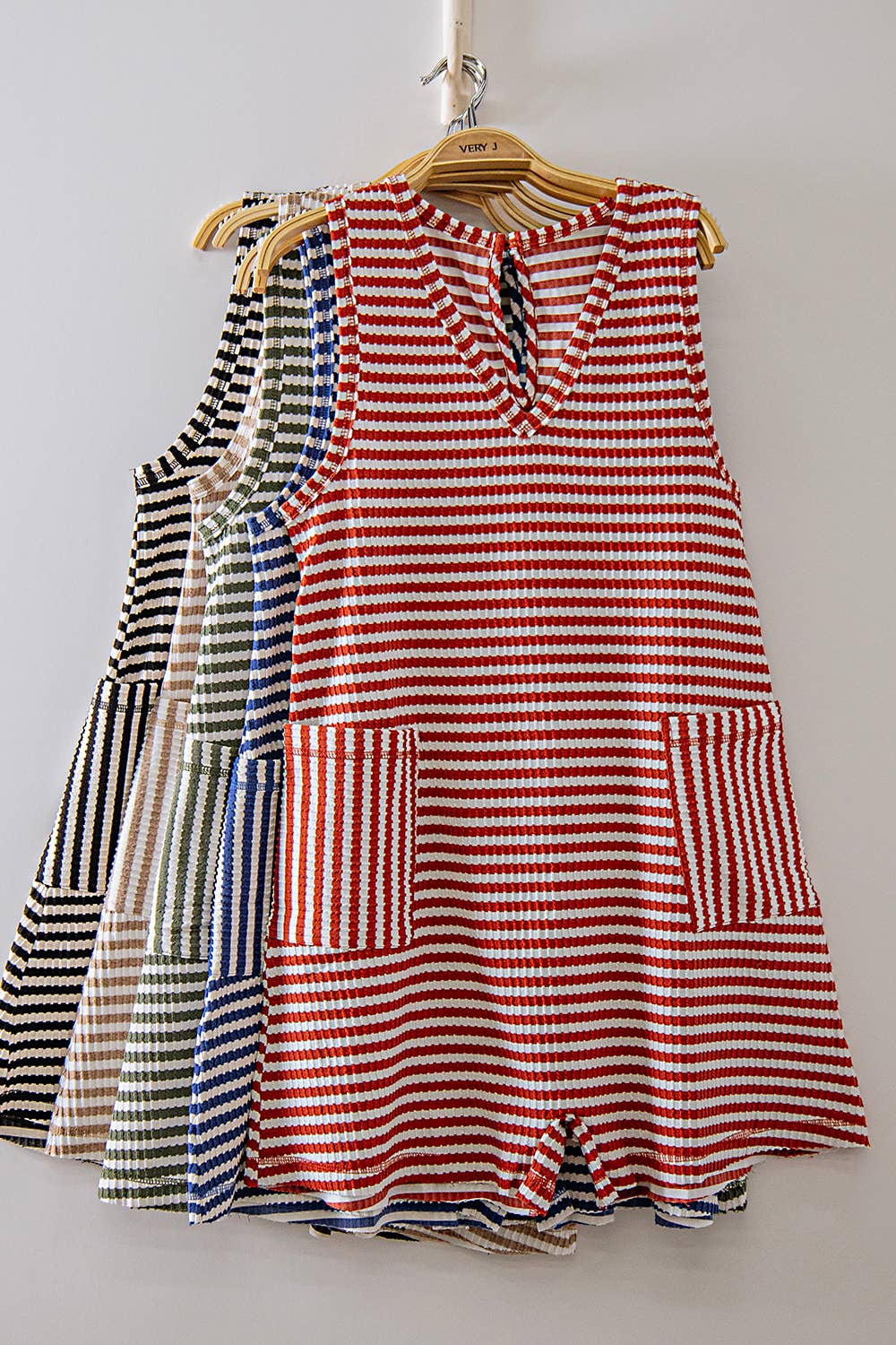 VERY J Striped Knit Romper