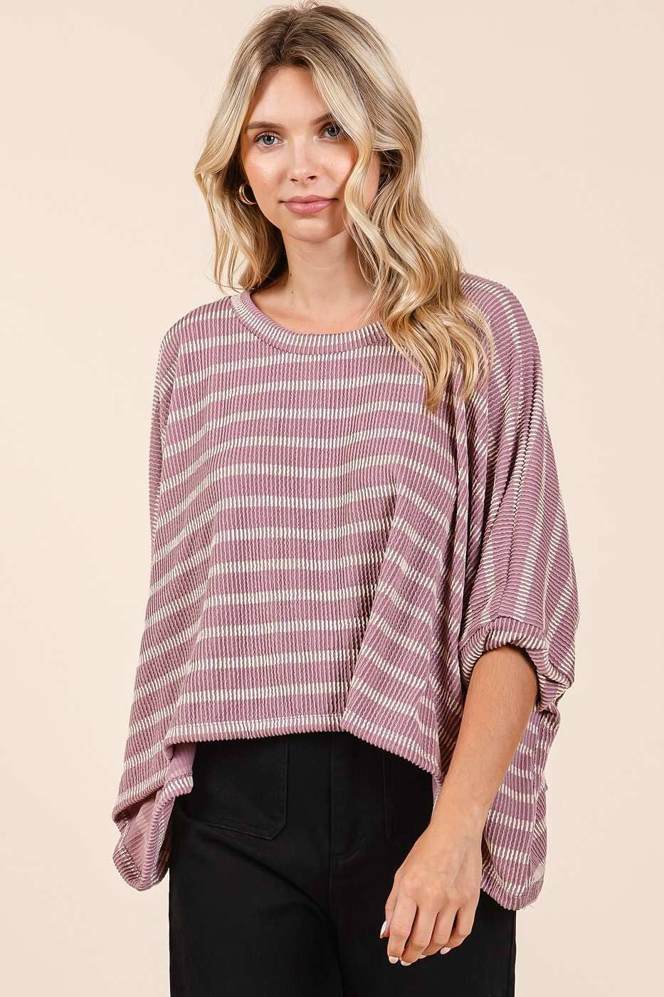 Mitto Shop Striped Print Top