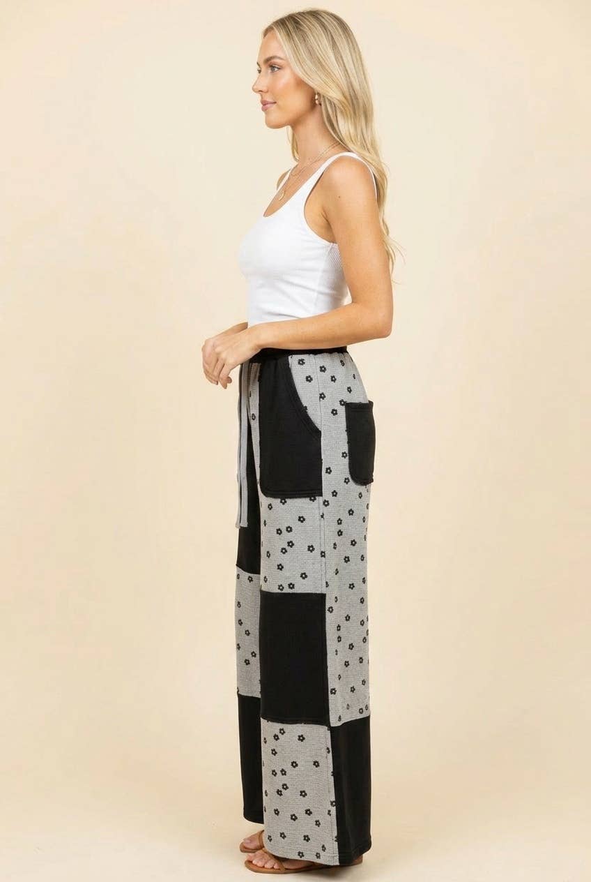 Heimish Floral Patchwork Waffle Knit Pants