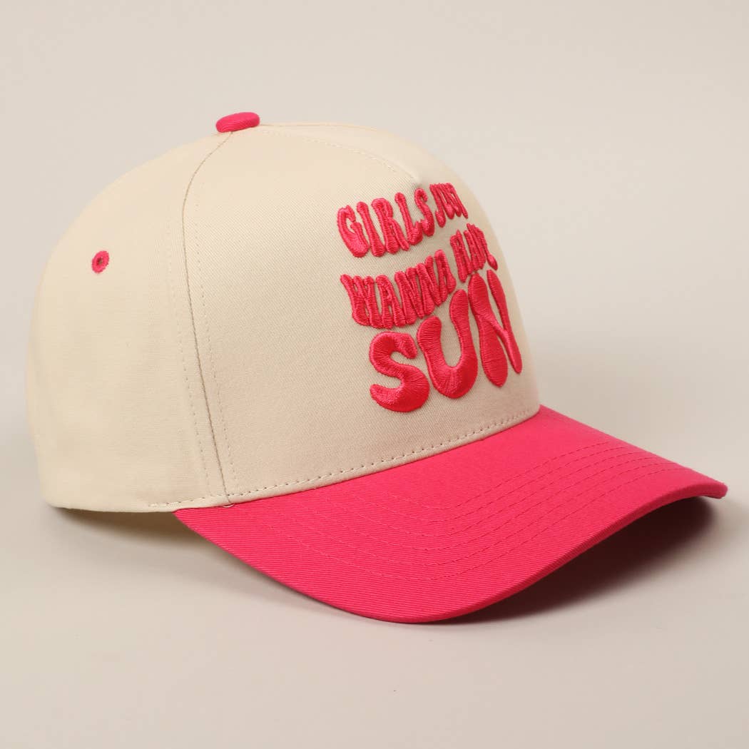 Girls Just Wanna Have Sun 3D Text Embroidery Two-Tone Cap