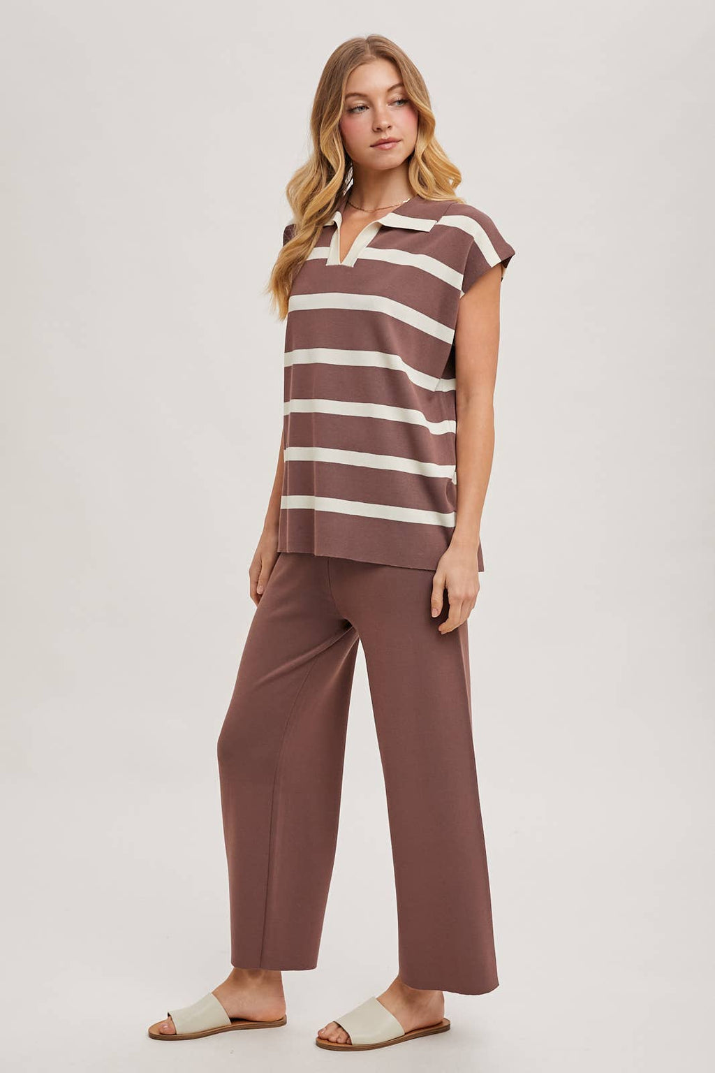 Bluivy Striped Polo Pants Set