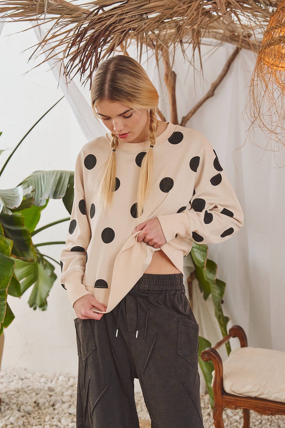 Jade By Jane Polka Dot Sweatshirt