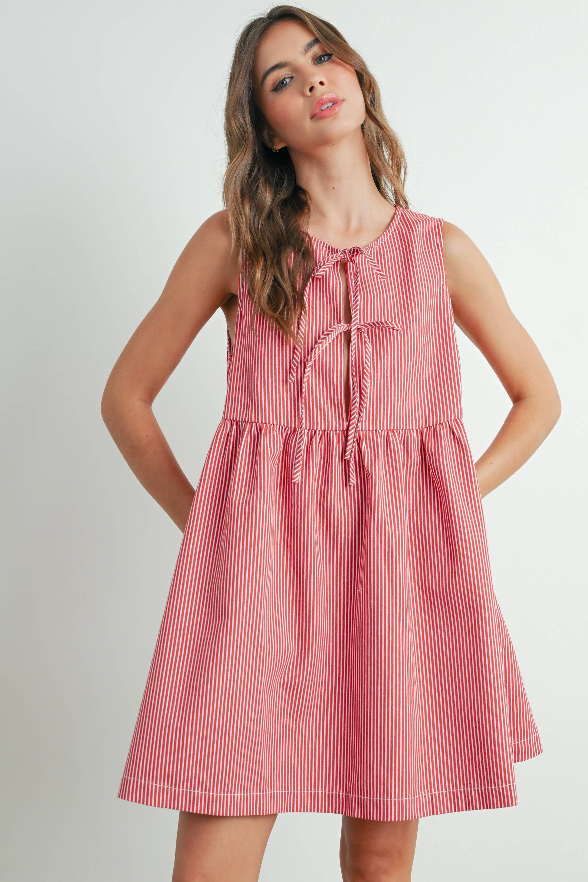 Buttermelon Red Stripe Bowknot Dress