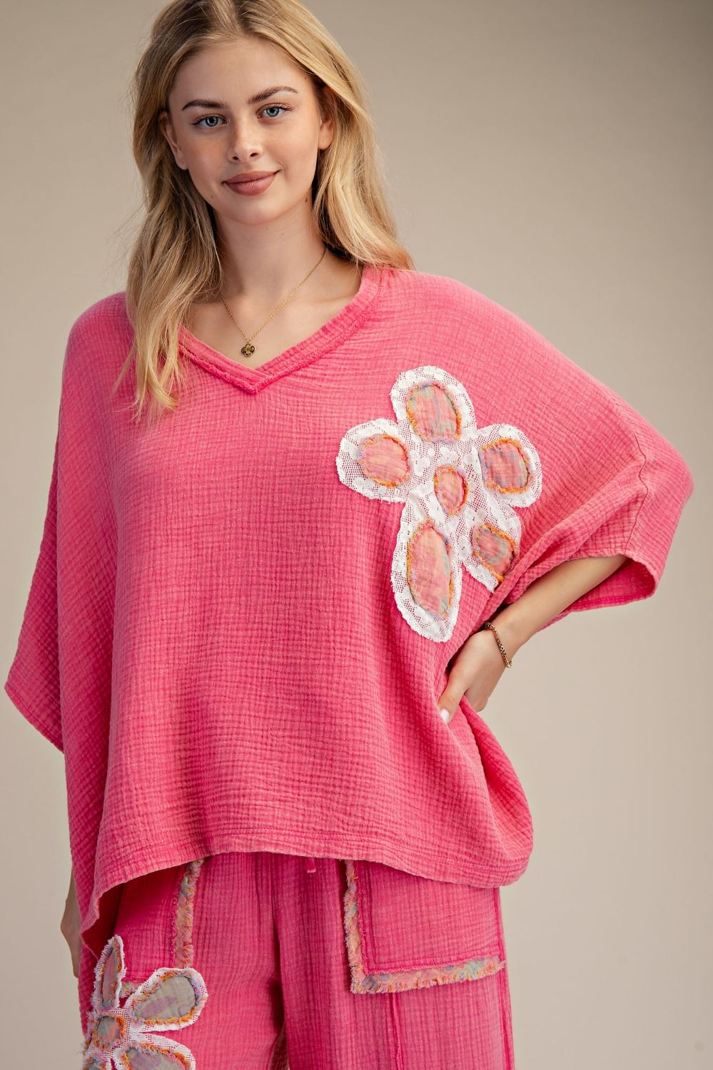 Easel Patchwork Gauze Top