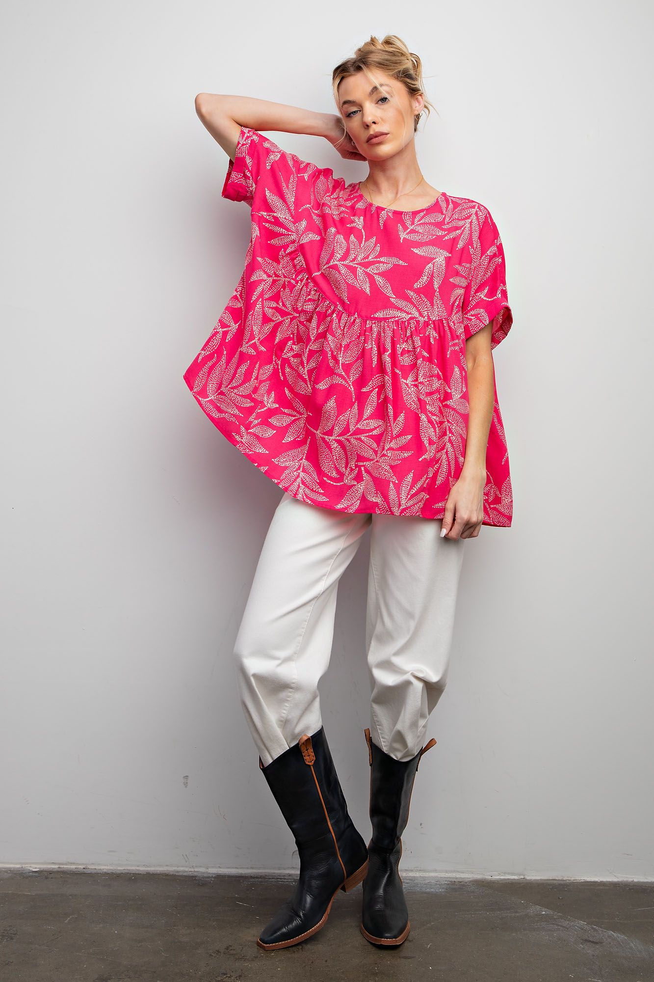 Easel PLUS Leaf Babydoll Top