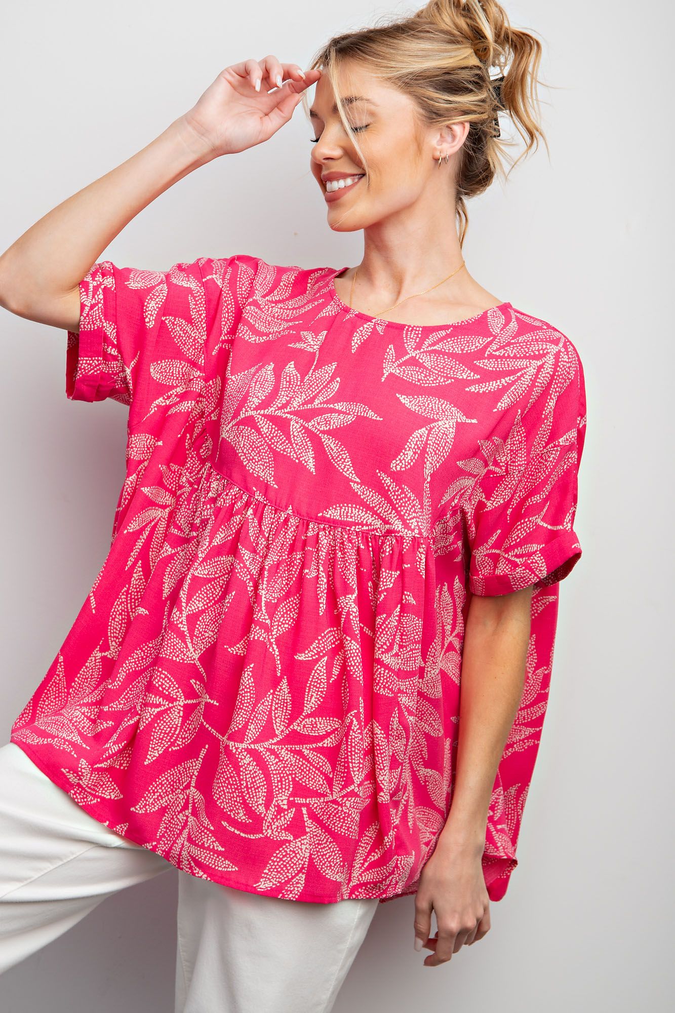 Easel PLUS Leaf Babydoll Top