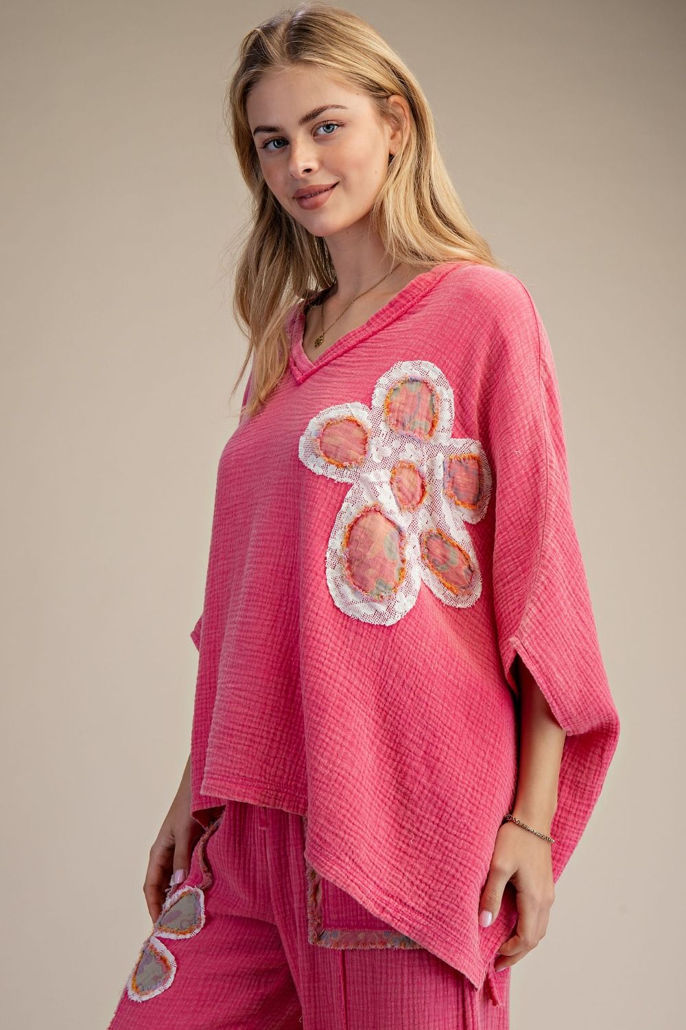 Easel Patchwork Gauze Top