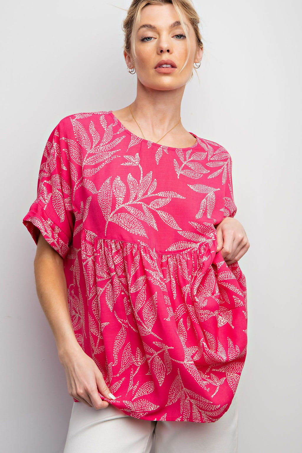 Easel PLUS Leaf Babydoll Top