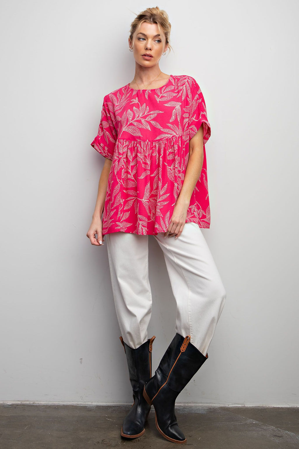 Easel PLUS Leaf Babydoll Top