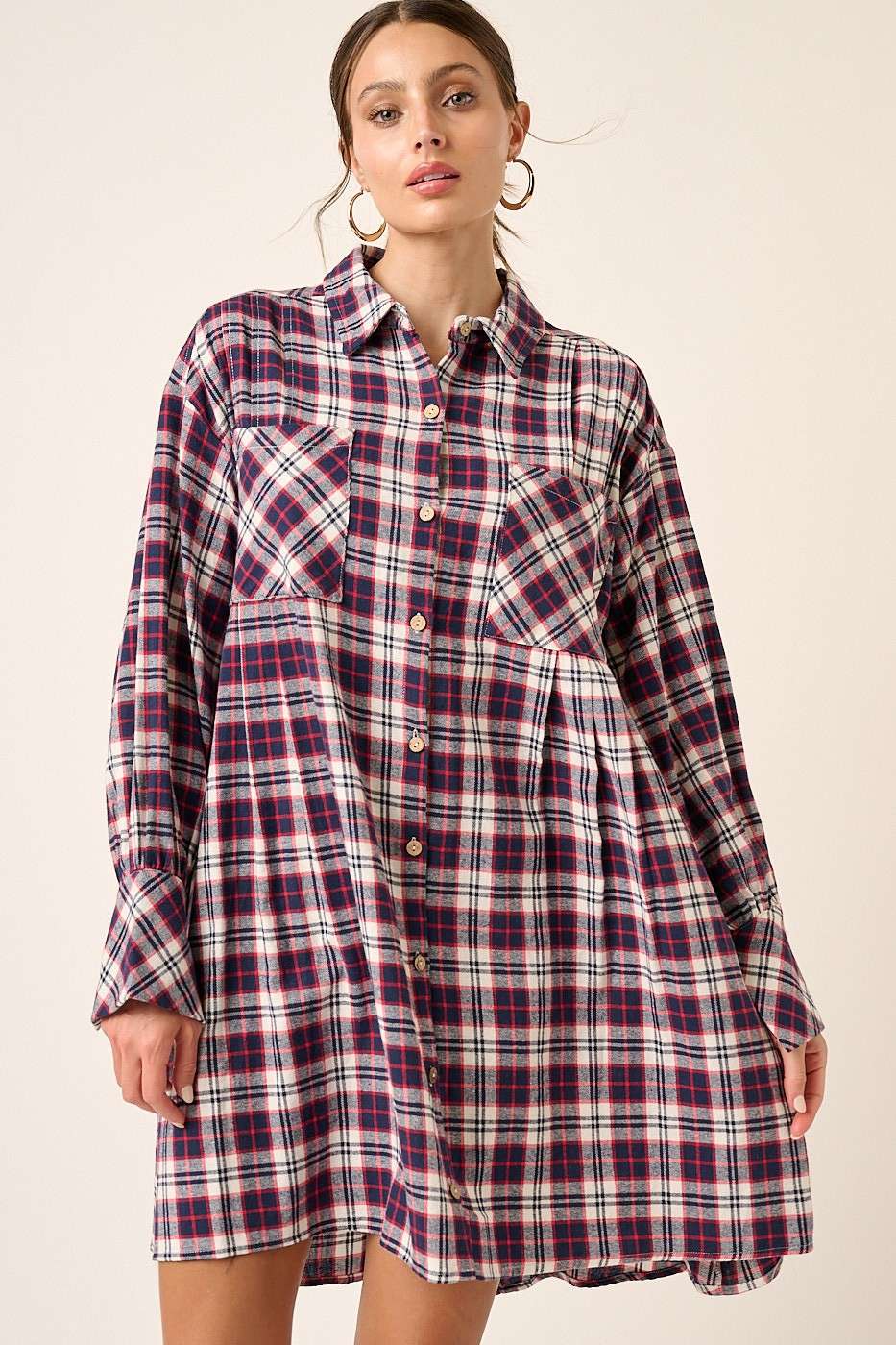 Mitto Shop Plaid Oversized Dress