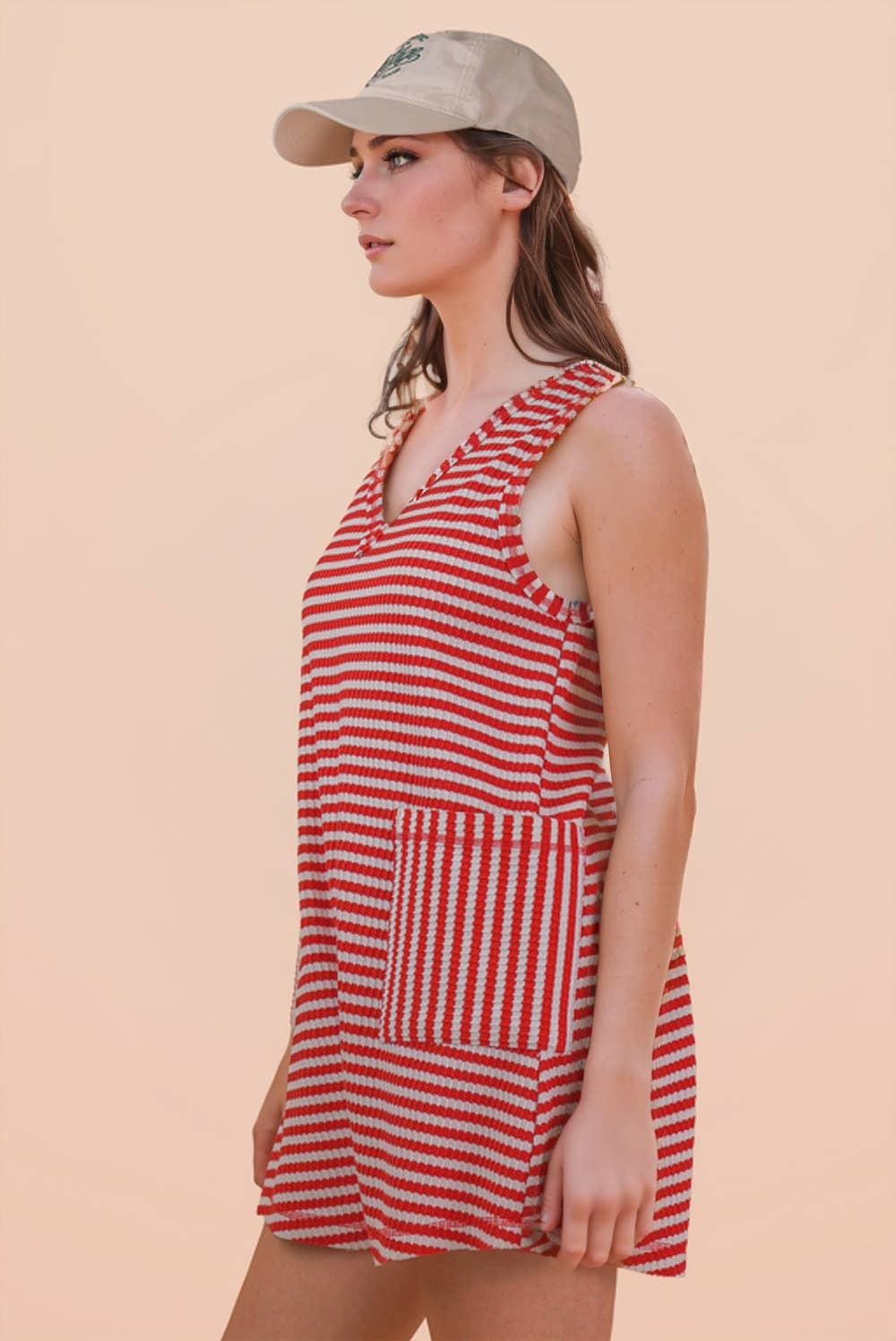 VERY J Striped Knit Romper