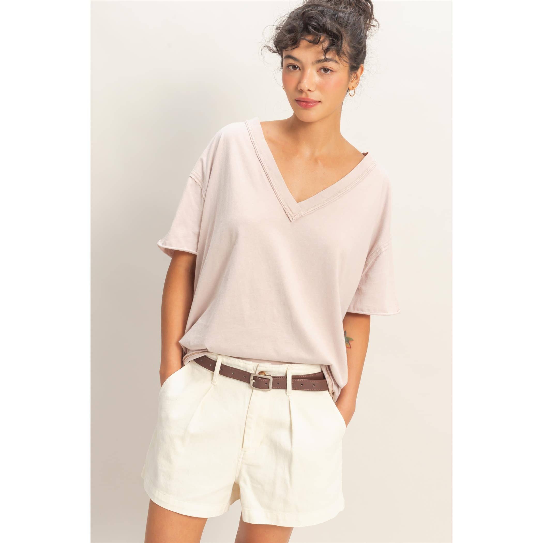 Double Zero V-Neck Oversized Tee