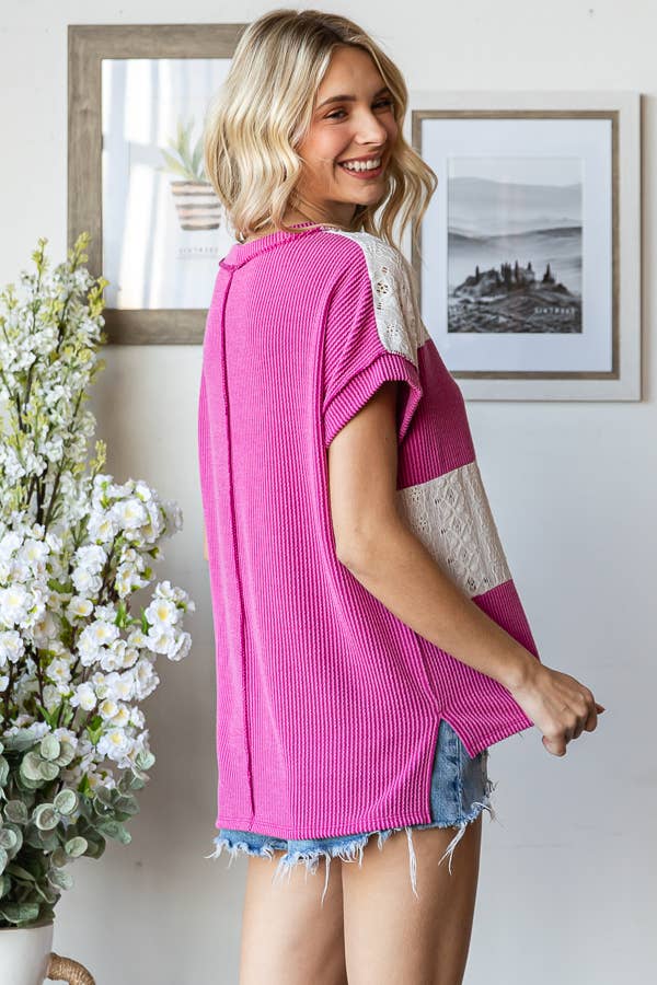 7th Ray Rib Lace Top