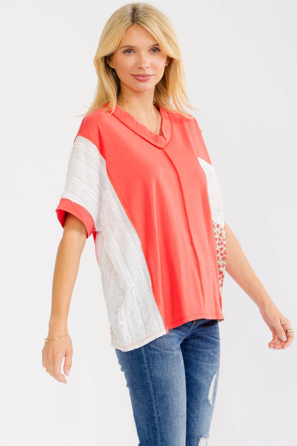 7th Ray PLUS Textured V-Neck