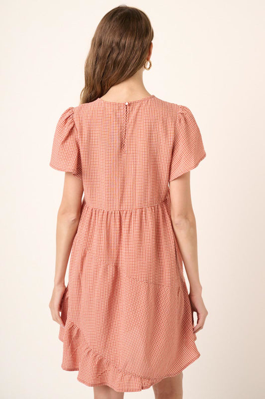 Mitto Shop Gingham Babydoll Dress