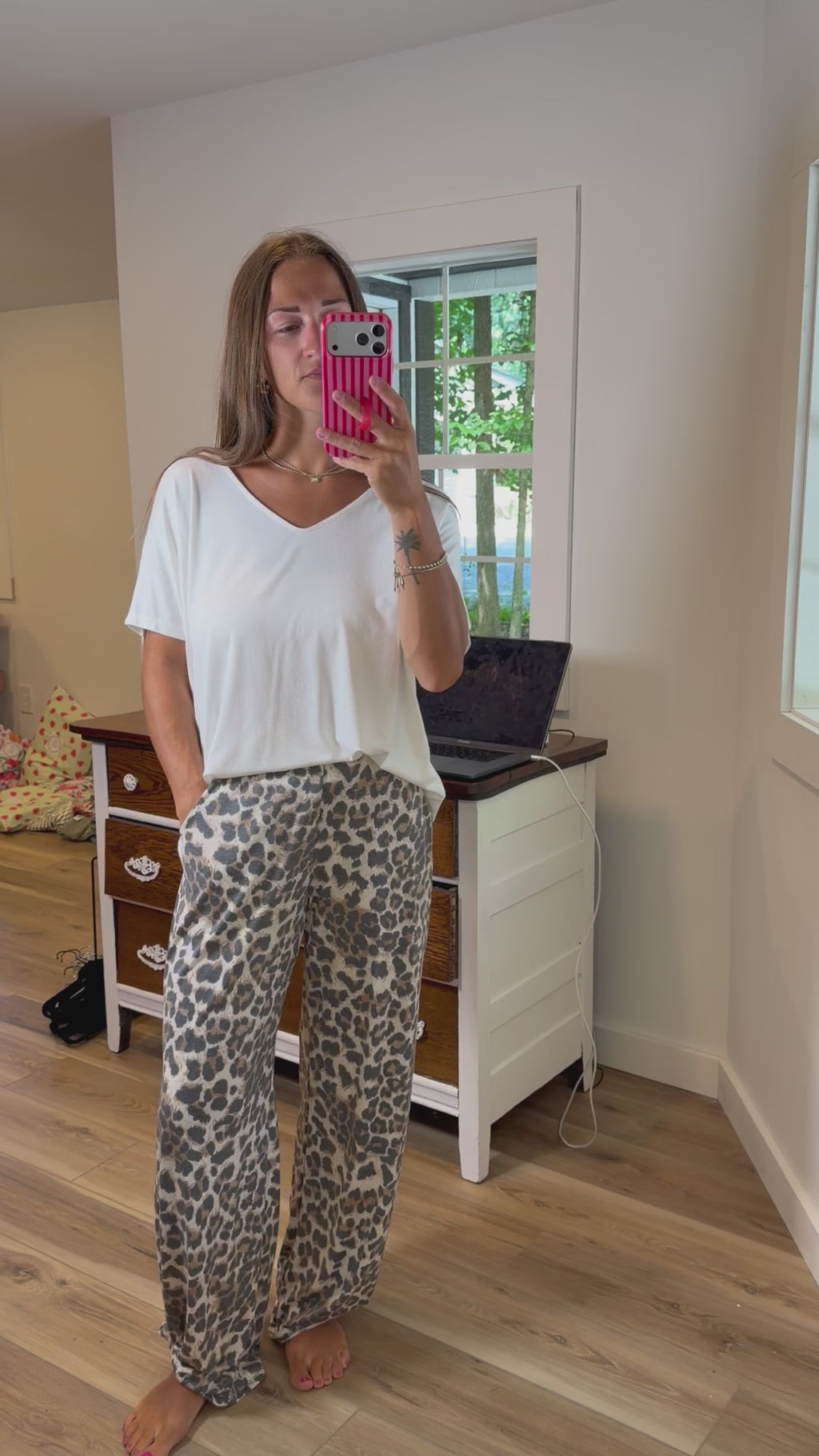 7th Ray Leopard Split-Side Pants