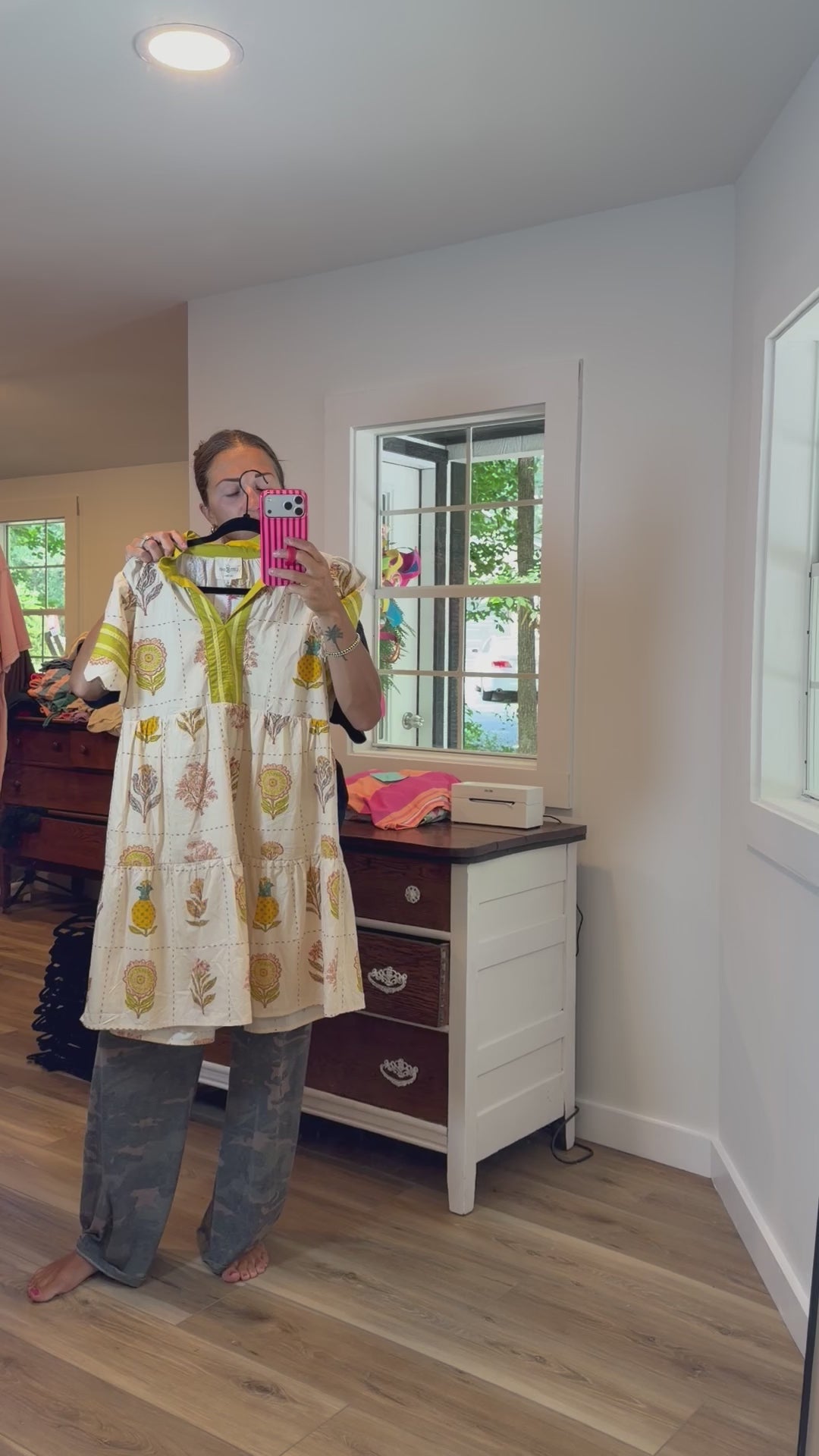 Umgee Pineapple Scallop Mini Dress