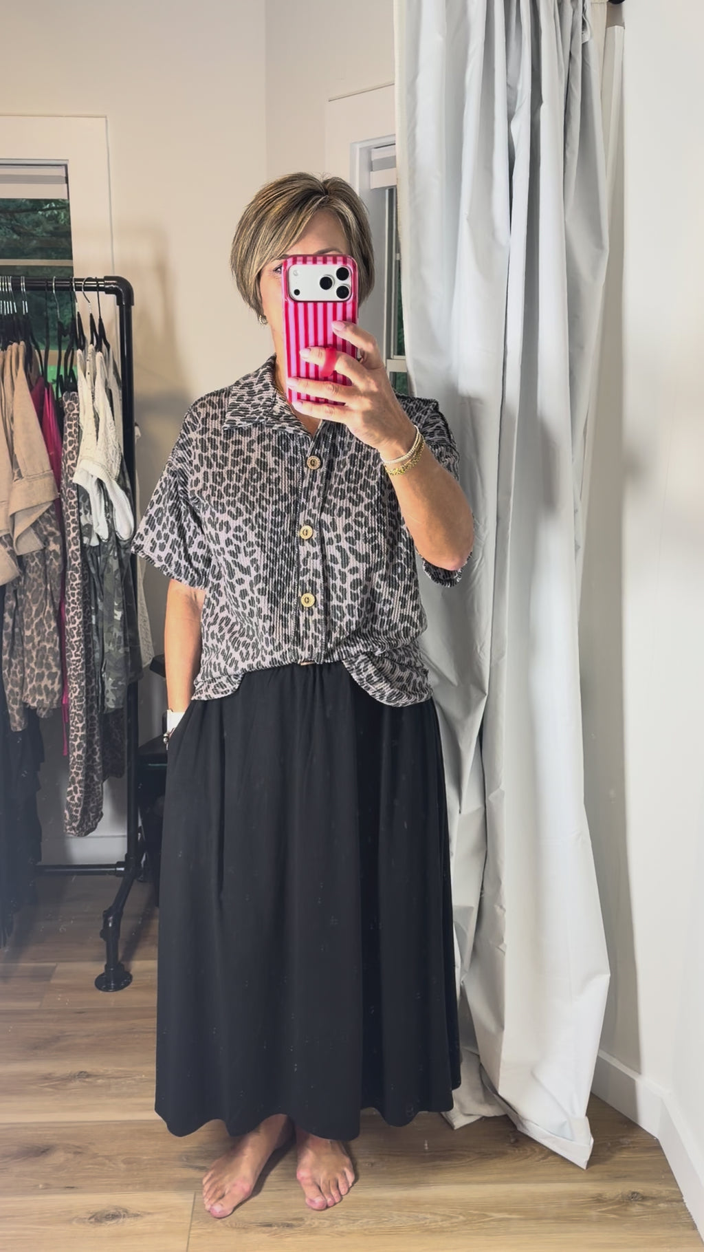 Heimish Leopard Button Up Top