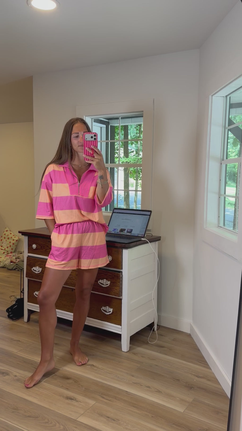66DISCO Striped Half Zip Set