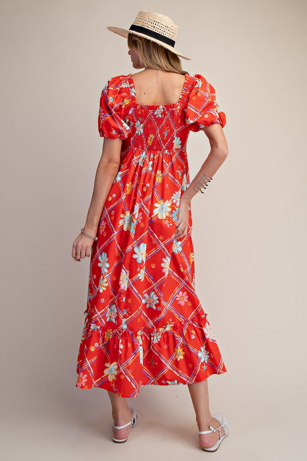 EASEL Printed Stretch Poplin Dress