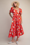 EASEL Printed Stretch Poplin Dress