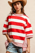 Bibi Stripe Mix And Match Short Sleeves Top