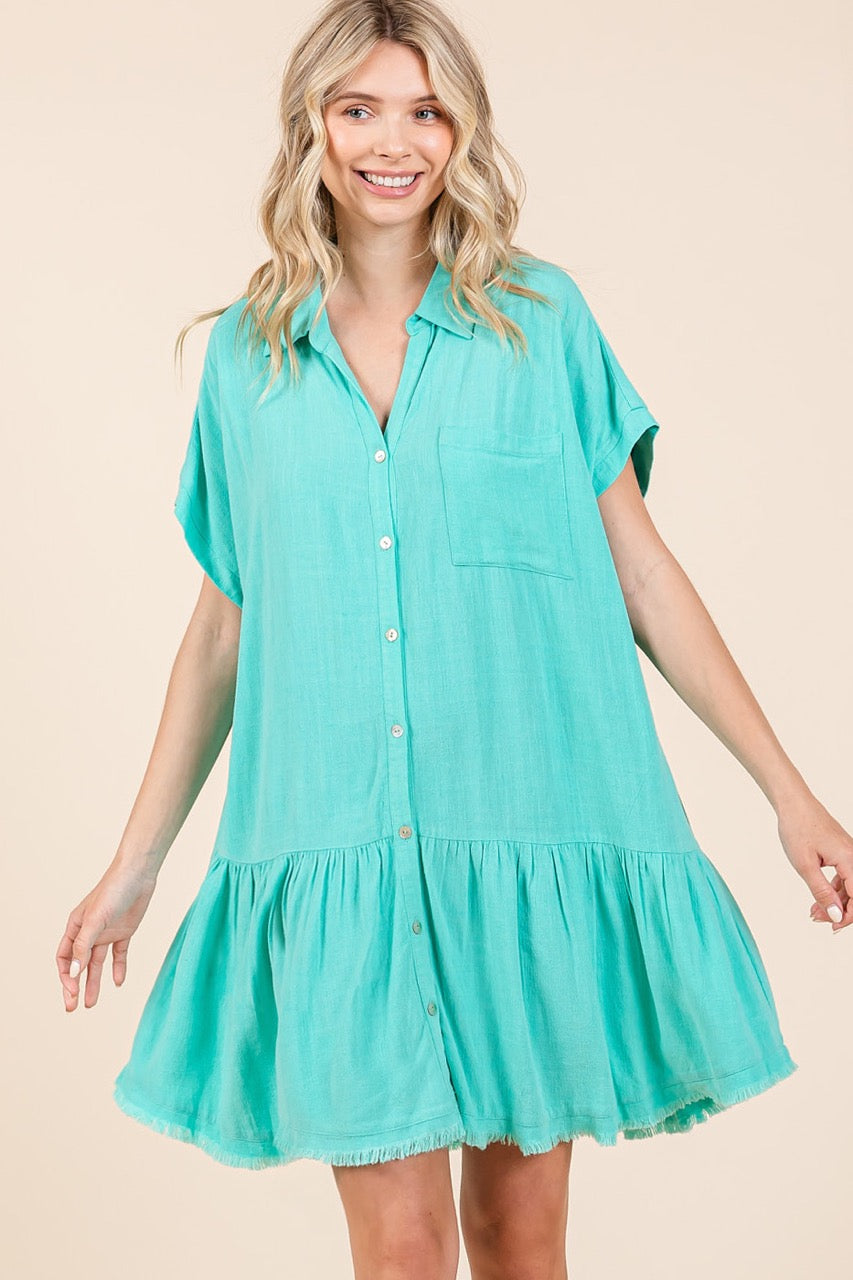 Mitto Shop Linen Blend Mini Dress