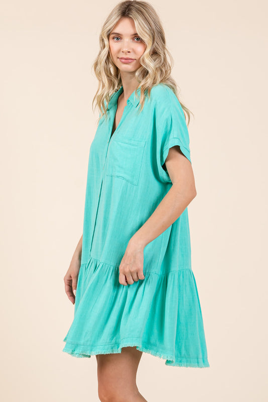 Mitto Shop Linen Blend Mini Dress