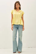Be Cool Tie Front Ruffle Sleeve Top